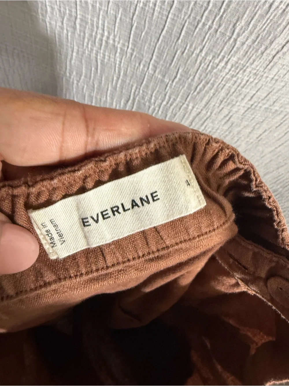 Everlane The Linen Side-Button Jumpsuit Brown Size 4 Wide leg Quiet luxury Chic